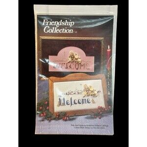 Friendship Collection Cross Stitch Kit W/ Angel Button Welcome 2 Pattern Choices